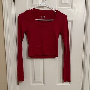 Free People scoop neck long sleeve crop | Size XS/S, Color Craisin